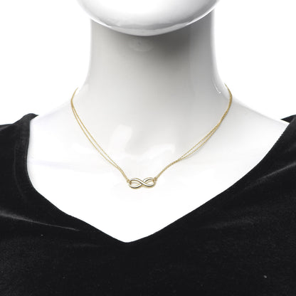 Tiffany 18K Yellow Gold Infinity Double Chain Pendant Necklace 2 of 5