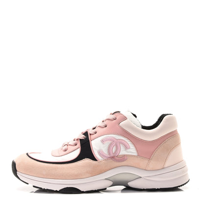 Chanel Nylon Lambskin Suede Calfskin CC Sneakers 41 Pink 1 of 8