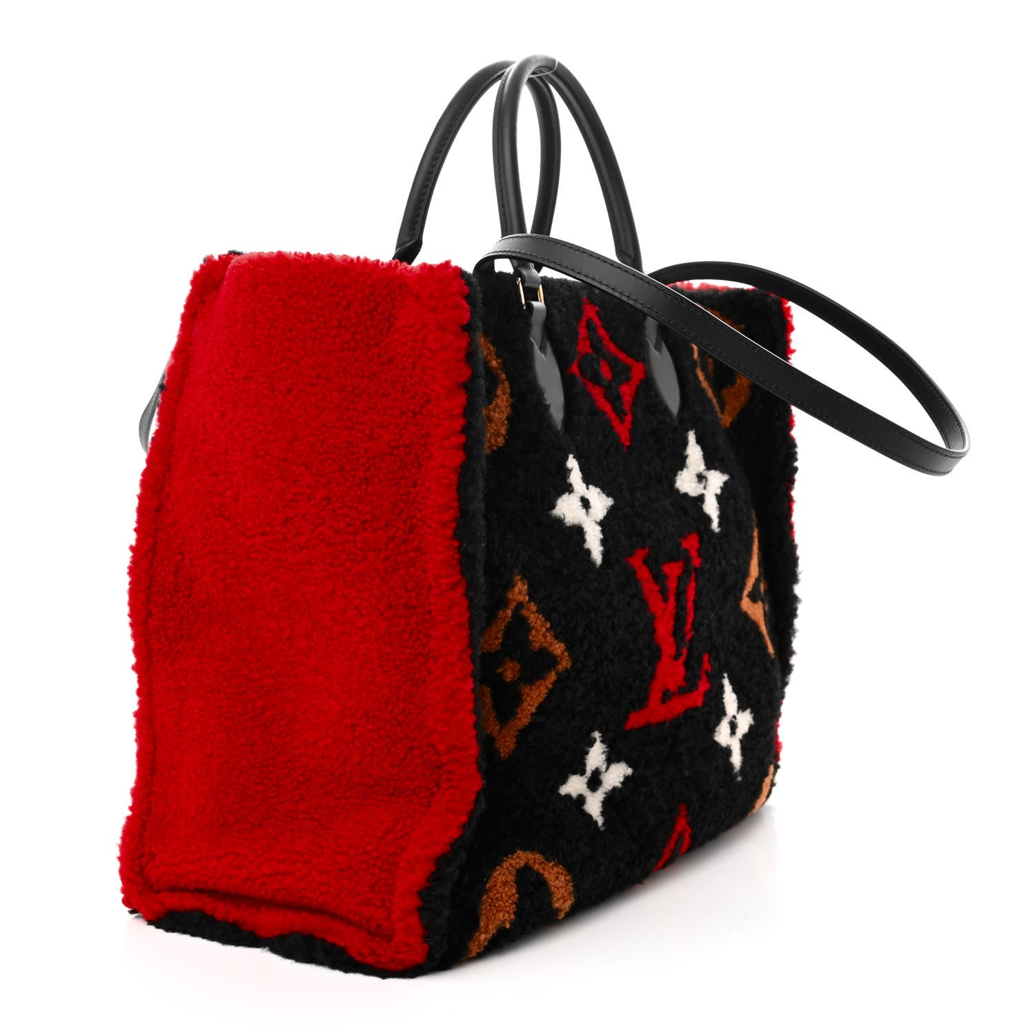 Louis Vuitton Shearling Monogram Giant Teddy Onthego GM Black Red 3 of 9