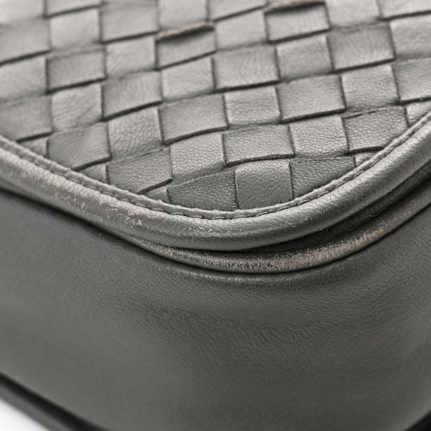 Nappa Intrecciato Mini Flap Crossbody Light Grey
