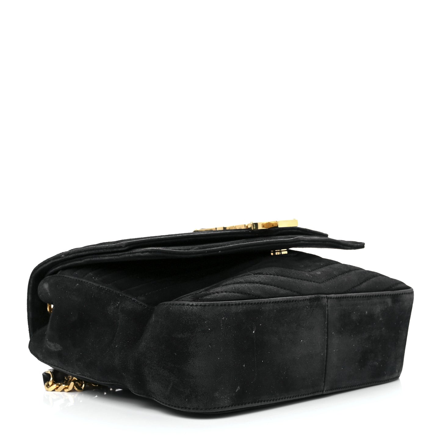 Suede Matelasse Chevron Monogram Medium Sulpice Black