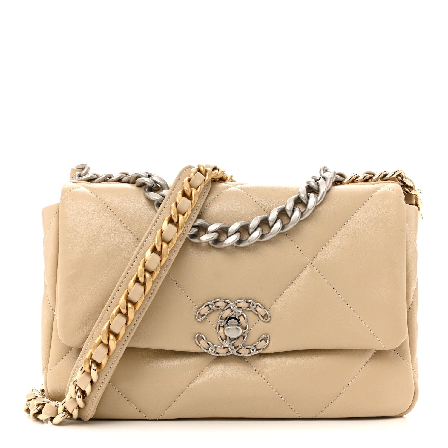 Chanel Lambskin Quilted Medium Chanel 19 Flap Beige 1 of 10