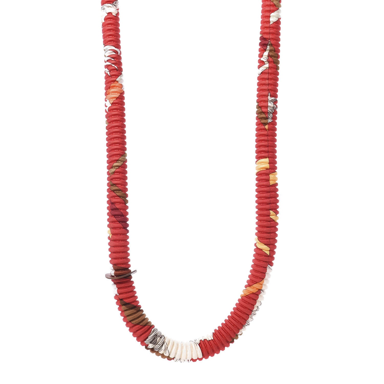 Hermes Silk Collier Plisse En Soie Petit H Pleated Necklace 1 of 8