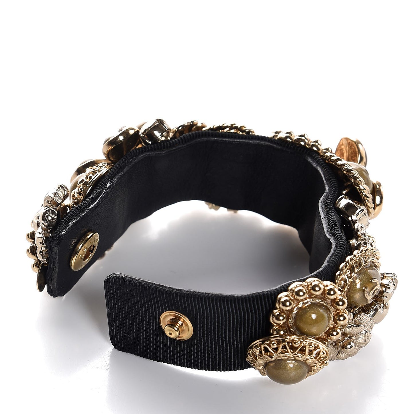 Gripoix Poured Glass Camellia Bracelet Gold