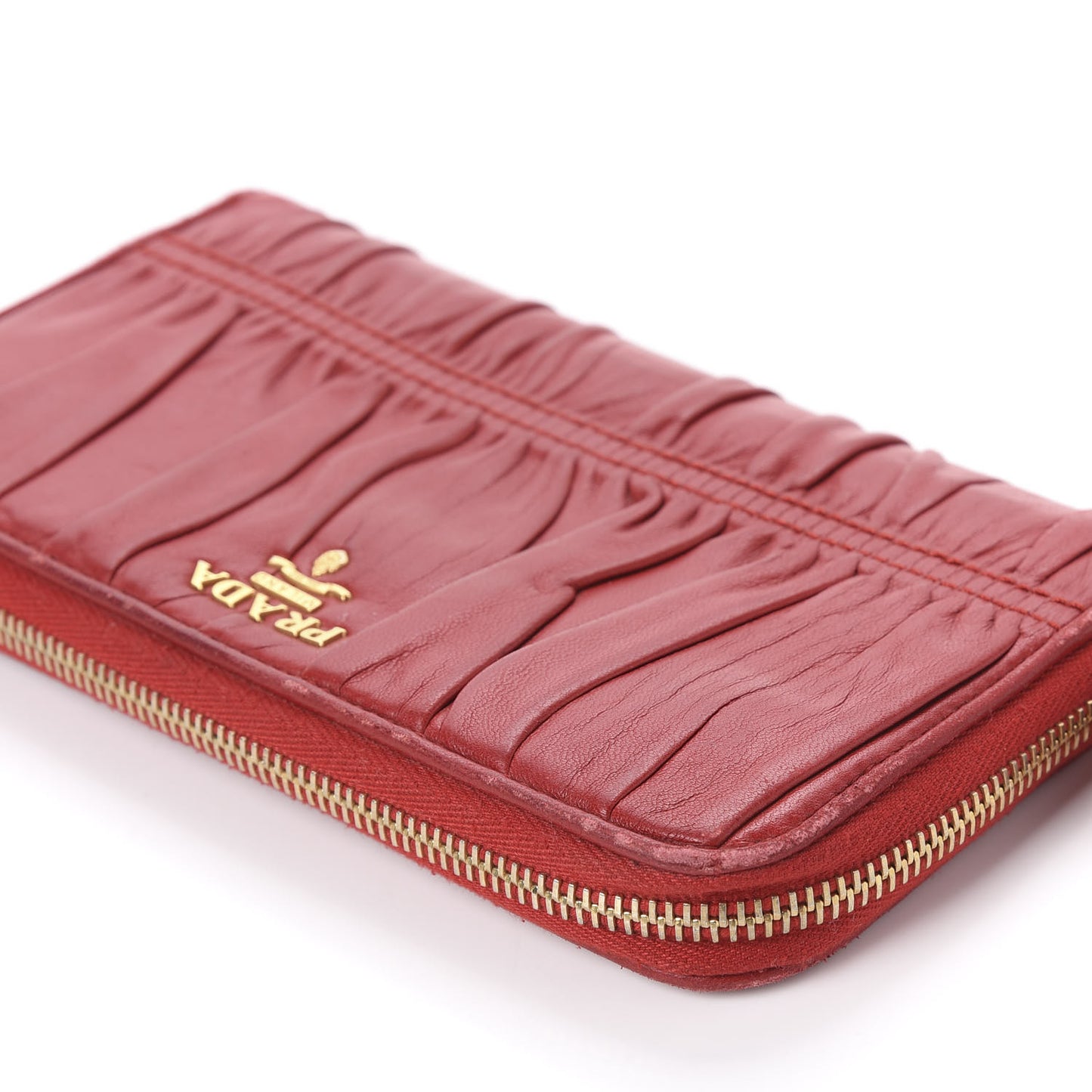 Nappa Gaufre Zip Around Wallet Fuoco