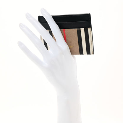 Burberry E-Canvas Calfskin Icon Stripe Card Case Archive Beige 2 of 8
