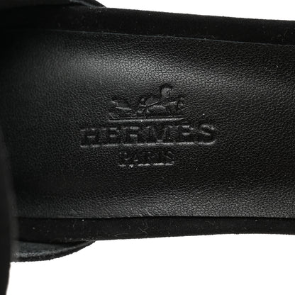 Hermes Suede Goatskin Glam 105 Sandals 37 Black 7 of 9