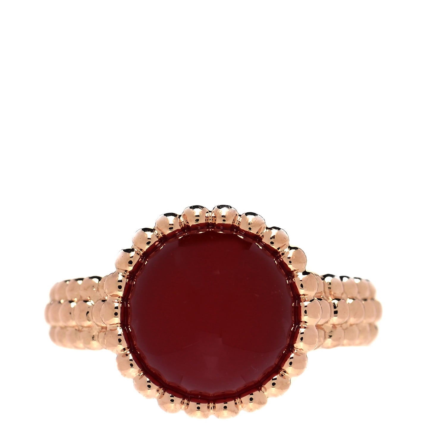 Van Cleef & Arpels 18K Rose Gold Carnelian Perlee Couleurs Ring 50 5.25 1 of 5