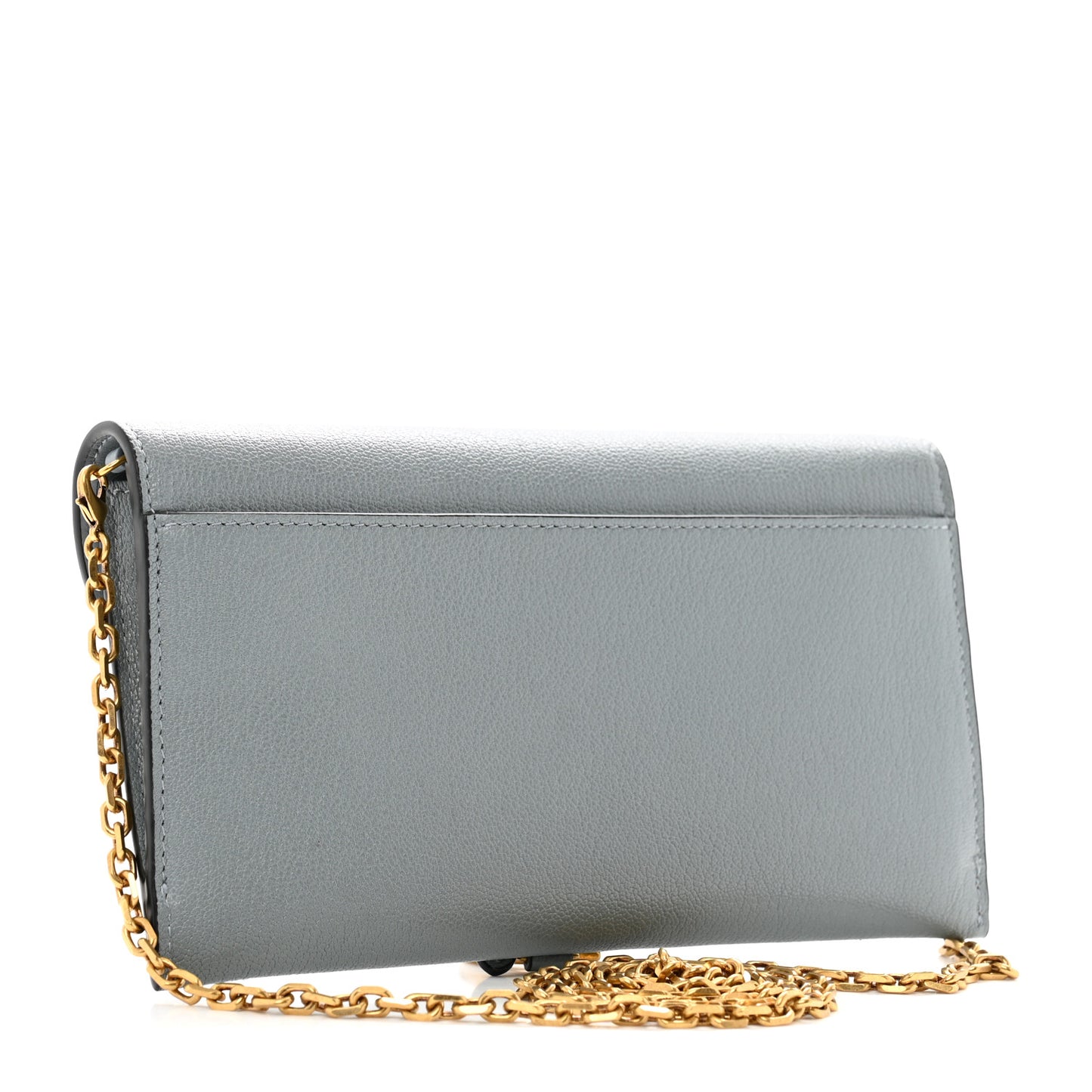 Goatskin Saddle Chain Wallet Pouch Cloud Blue