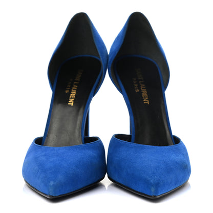Saint Laurent Kid Scamosciato Classic Paris 80 Skinny Pumps 38.5 Blue 2 of 10