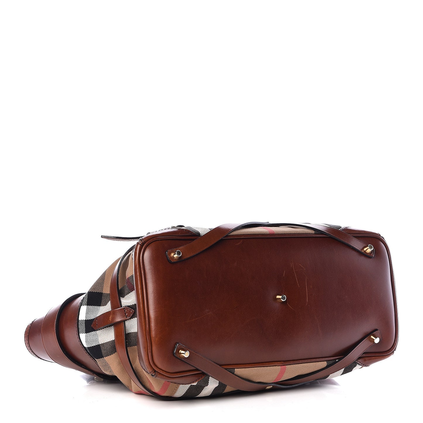 House Check Bridle Calfskin Medium Lynher Tote Dark Tan