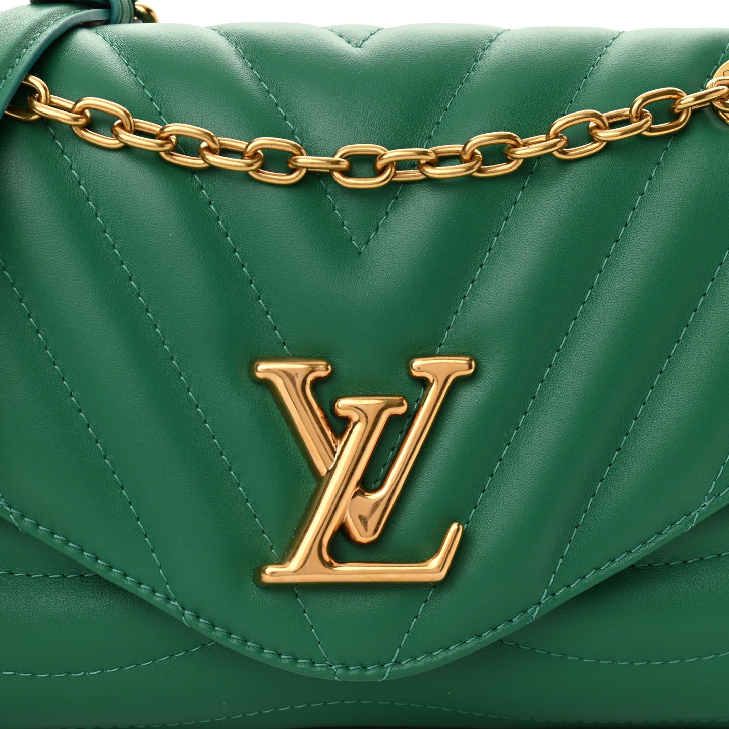 Calfskin New Wave Chain Bag MM NM Emerald