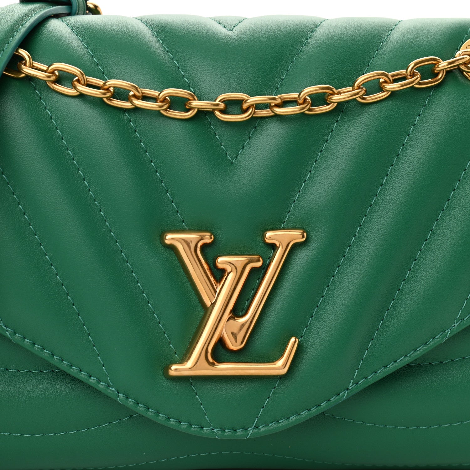 Louis Vuitton Calfskin New Wave Chain Bag MM NM Emerald 6 of 8