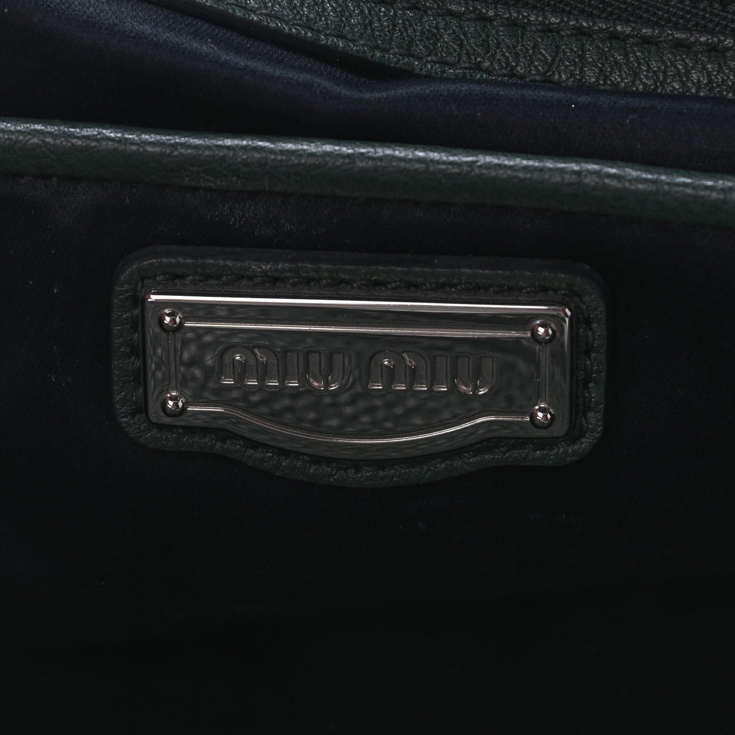 Miu Miu Goatskin Madras Zip Tote Green 6 of 9