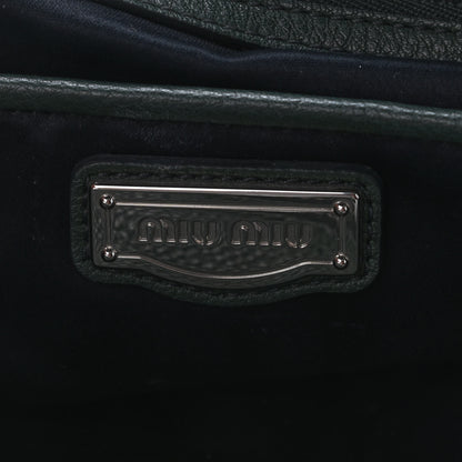 Miu Miu Goatskin Madras Zip Tote Green 6 of 9
