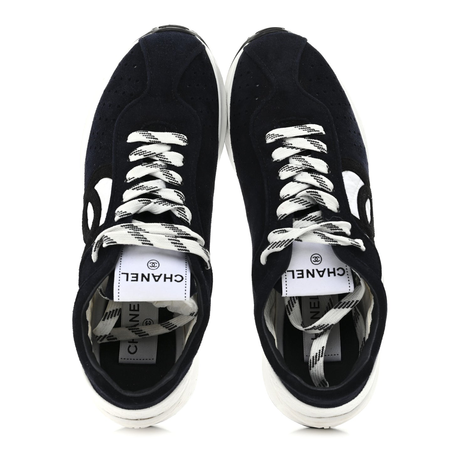 Fabric Suede Kidskin CC Sneakers 38 Dark Navy White