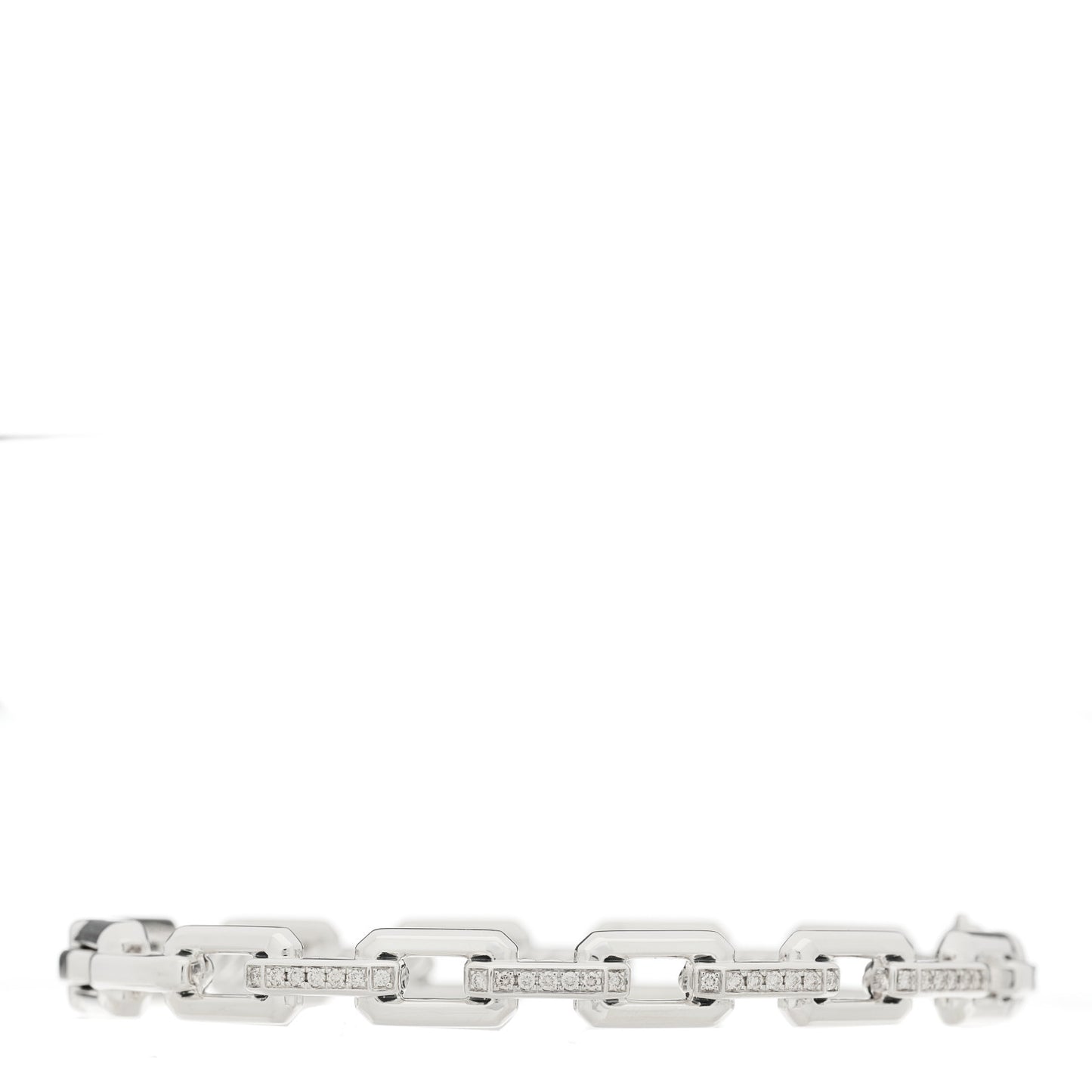 Sterling Silver Diamond 7mm Stax Link Bangle Bracelet