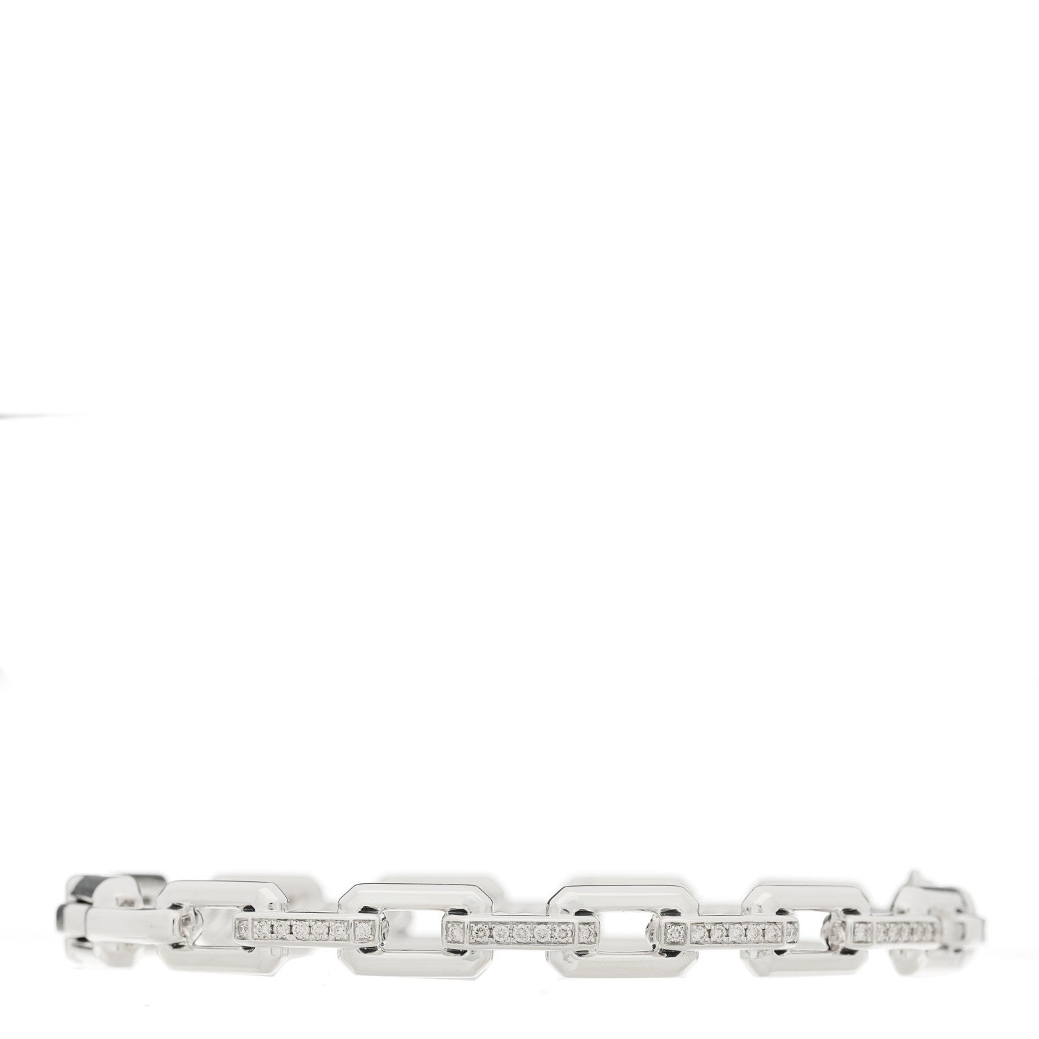 David Yurman Sterling Silver Diamond 7mm Stax Link Bangle Bracelet 1 of 3