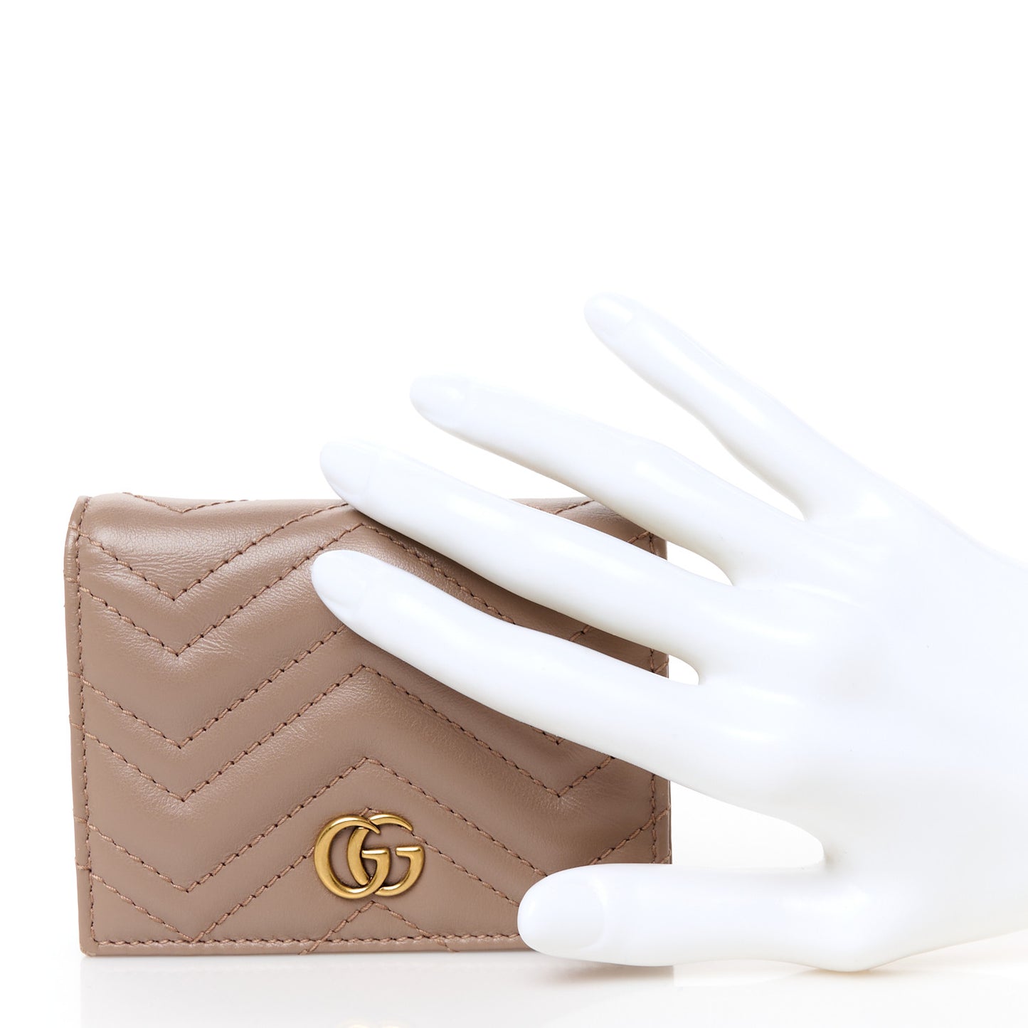 Calfskin Matelasse GG Marmont Card Case Wallet Porcelain Rose