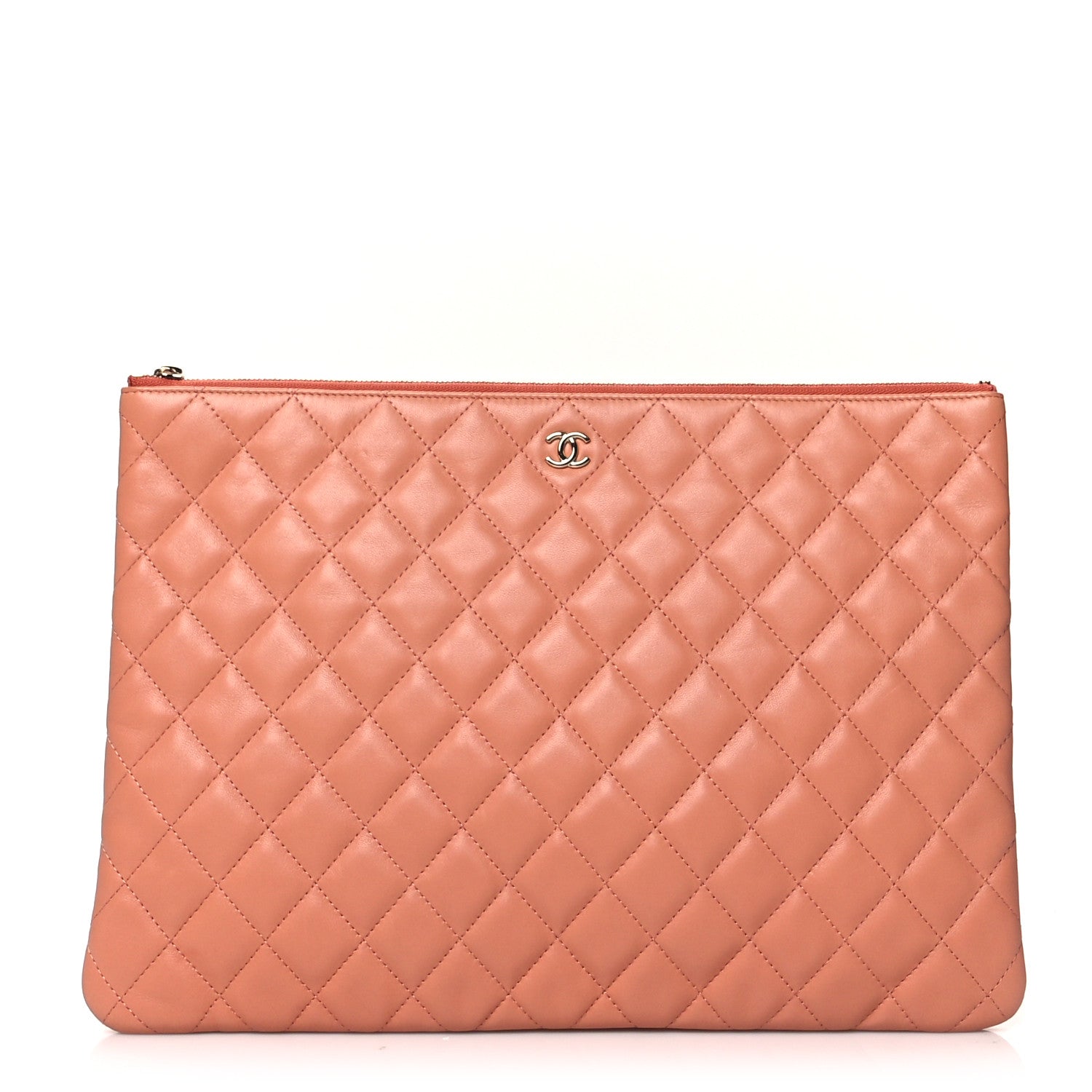 Chanel Lambskin Quilted Large Cosmetic Case Dark Beige 1 of 8