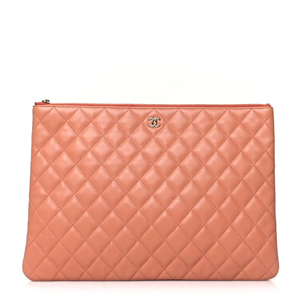 Chanel Lambskin Quilted Large Cosmetic Case Dark Beige 1 of 8