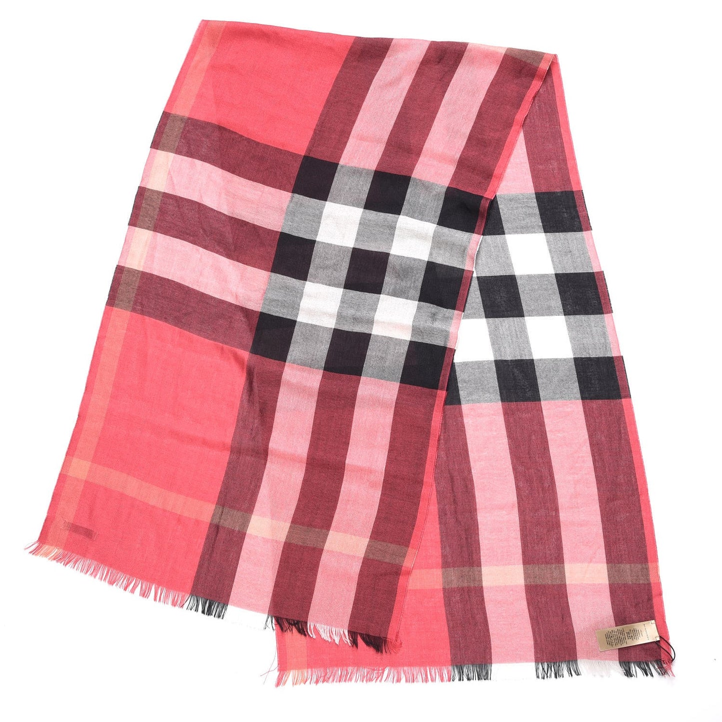 Silk Cashmere Half Mega Check Scarf Bright Rose