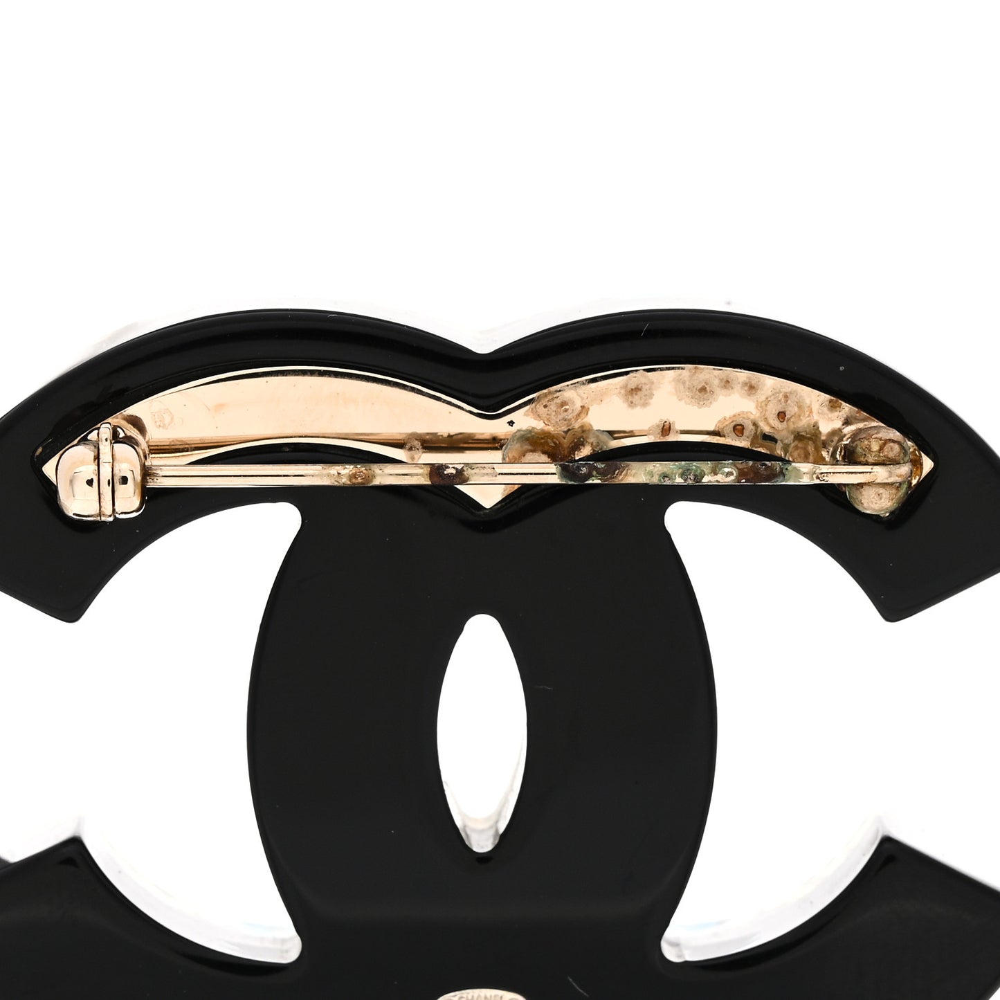 Resin Pearl Enamel Flower CC Brooch Black Blue Gold