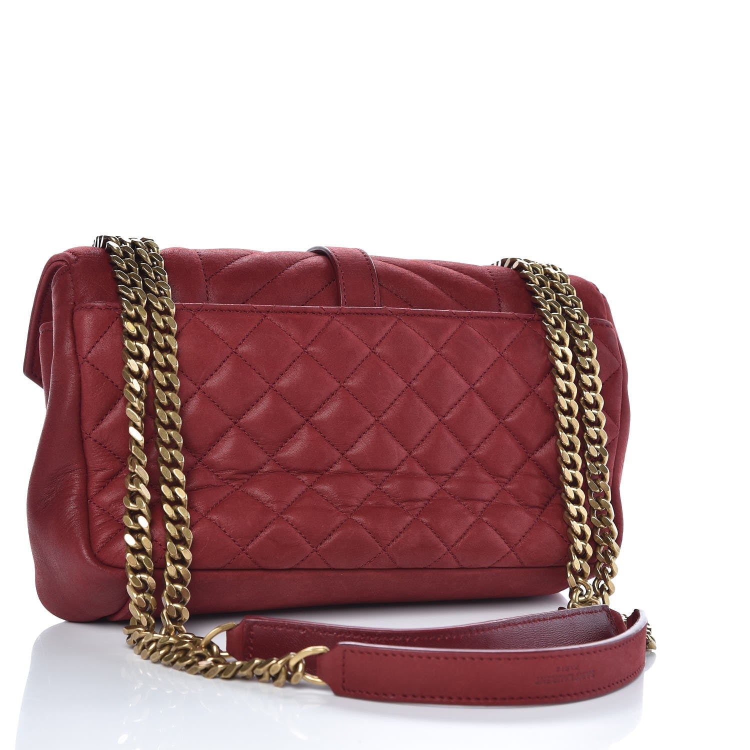 Saint Laurent Metallic Calfskin Tri-Quilt Monogram Medium College Bag Red 3 of 9