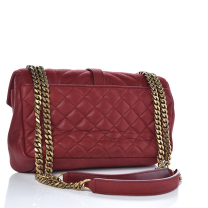 Saint Laurent Metallic Calfskin Tri-Quilt Monogram Medium College Bag Red 3 of 9