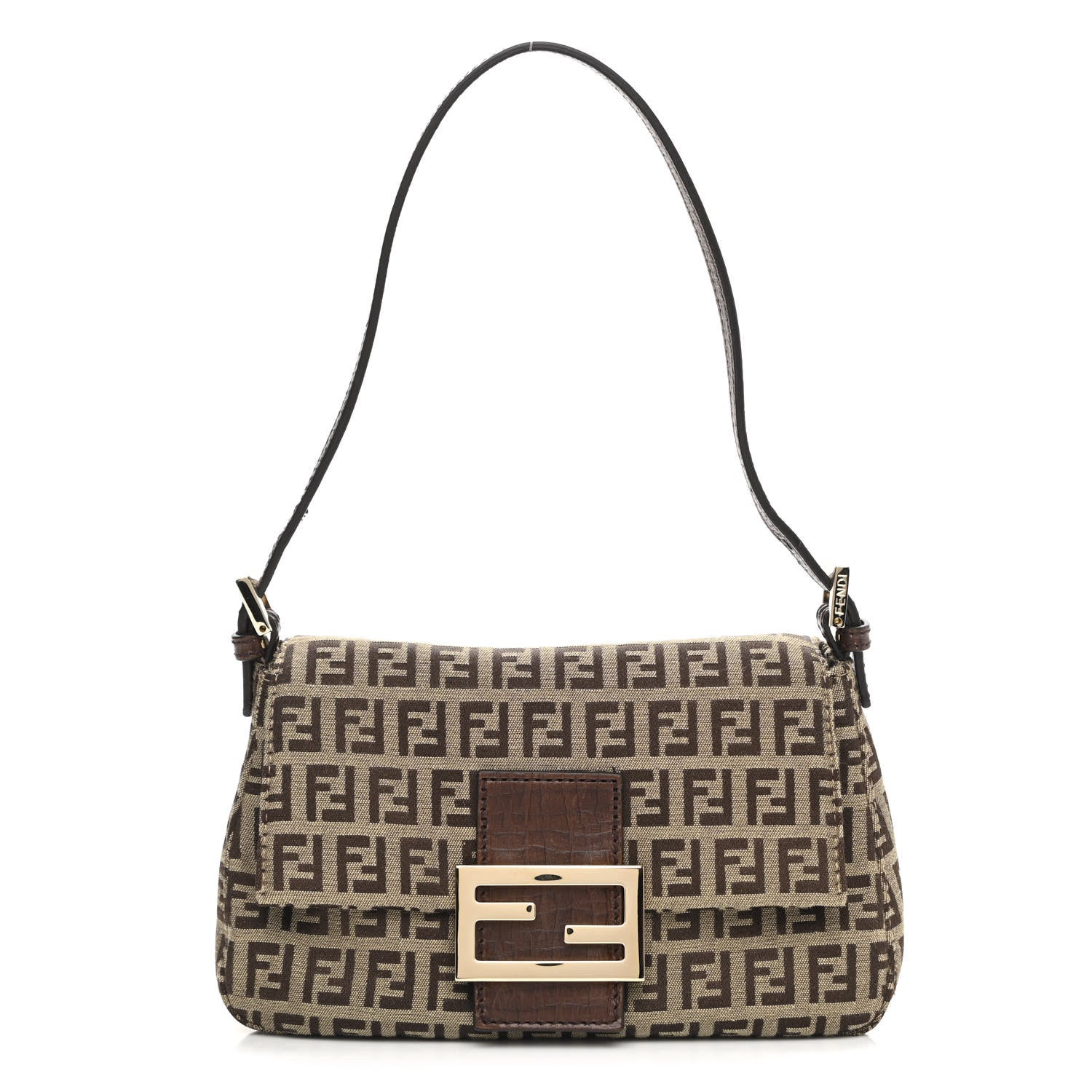Fendi Zucchino Vitello Mini Mama Baguette Mogano Panna Bruciato 1 of 12