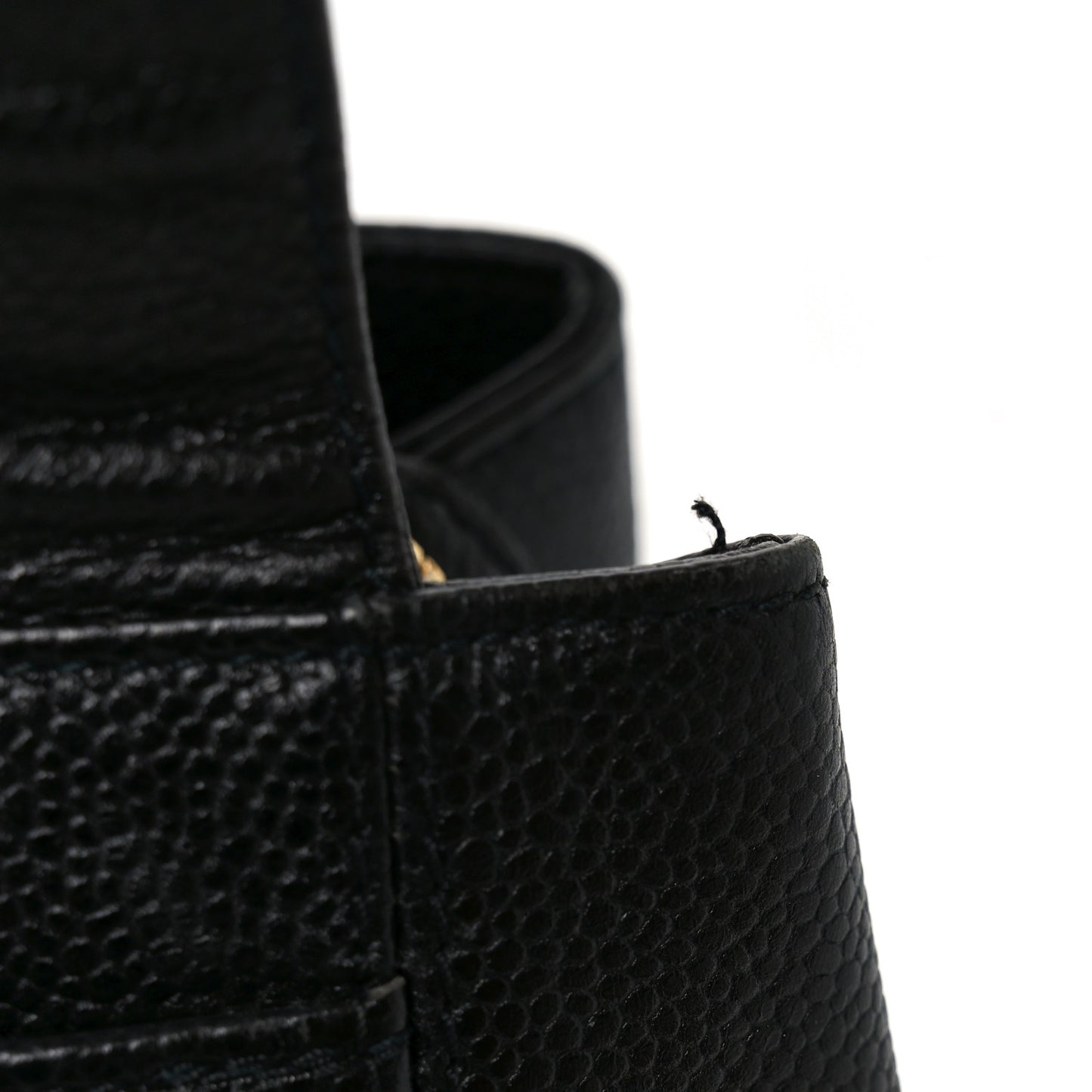 Caviar Embroidered Logo Shoulder Bag Black