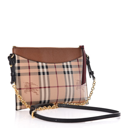 Burberry Haymarket Check Peyton Crossbody Clutch Bag Toffee 3 of 12