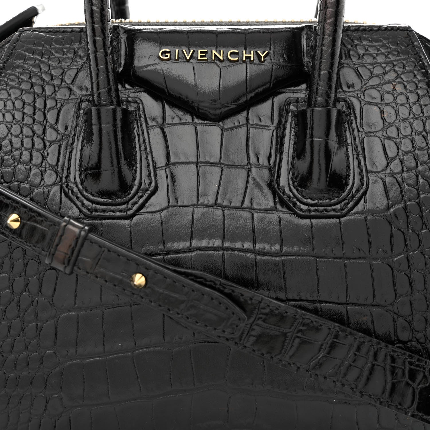 Givenchy Calfskin Crocodile Embossed Mini Antigona Black 8 of 12