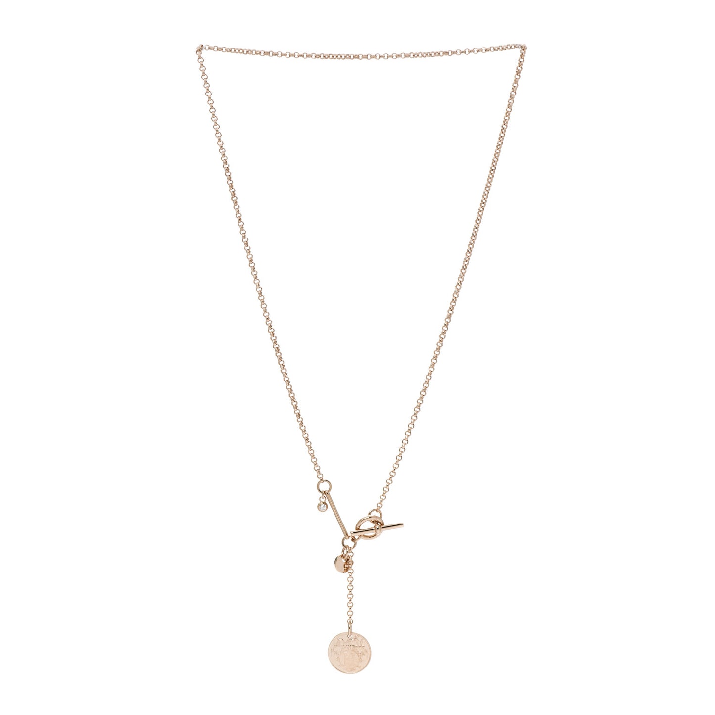 18K Rose Gold Diamond PM Ex-Libris Pendant Necklace