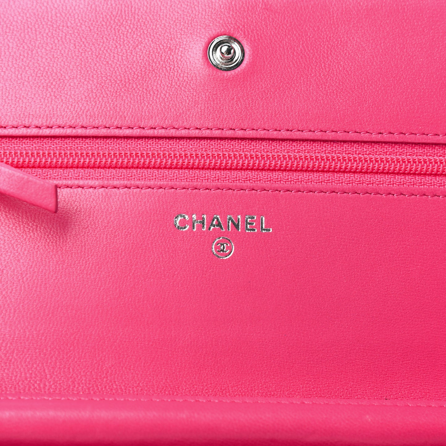 Lambskin Quilted Wallet On Chain WOC Pink