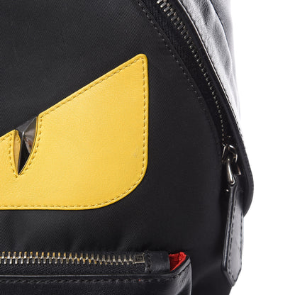 Fendi Nylon Vitello Liberty Vitello Dolce Monster Eyes Rounded Backpack Black Sunflower 14 of 14