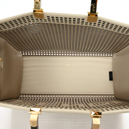 Fendi Vitello King Plexiglass Logo Perforated Medium Fendi Sunshine Shopper Tote White Ice Nuvola 5 of 8