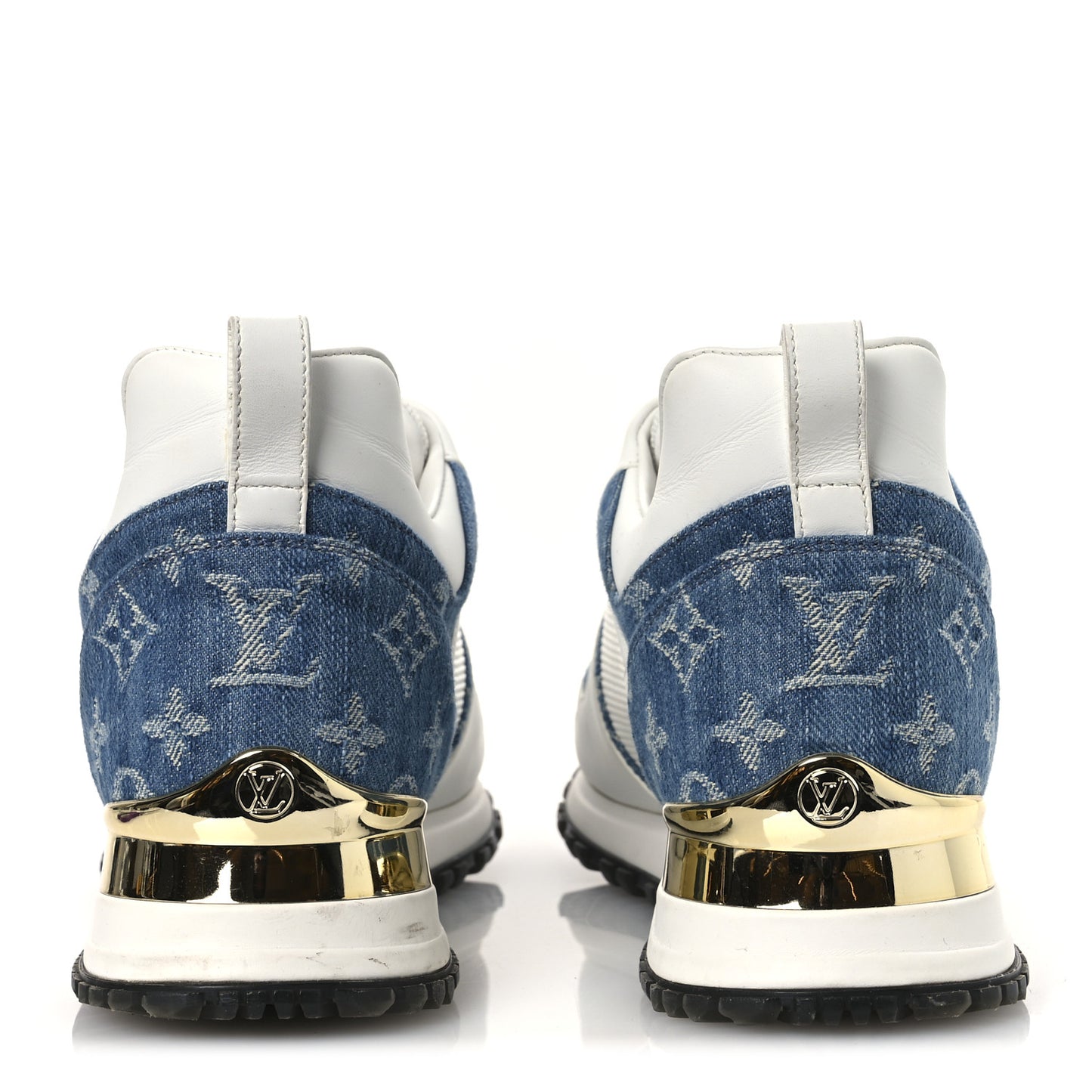 Calfskin Monogram Denim Run Away Sneakers 39 White