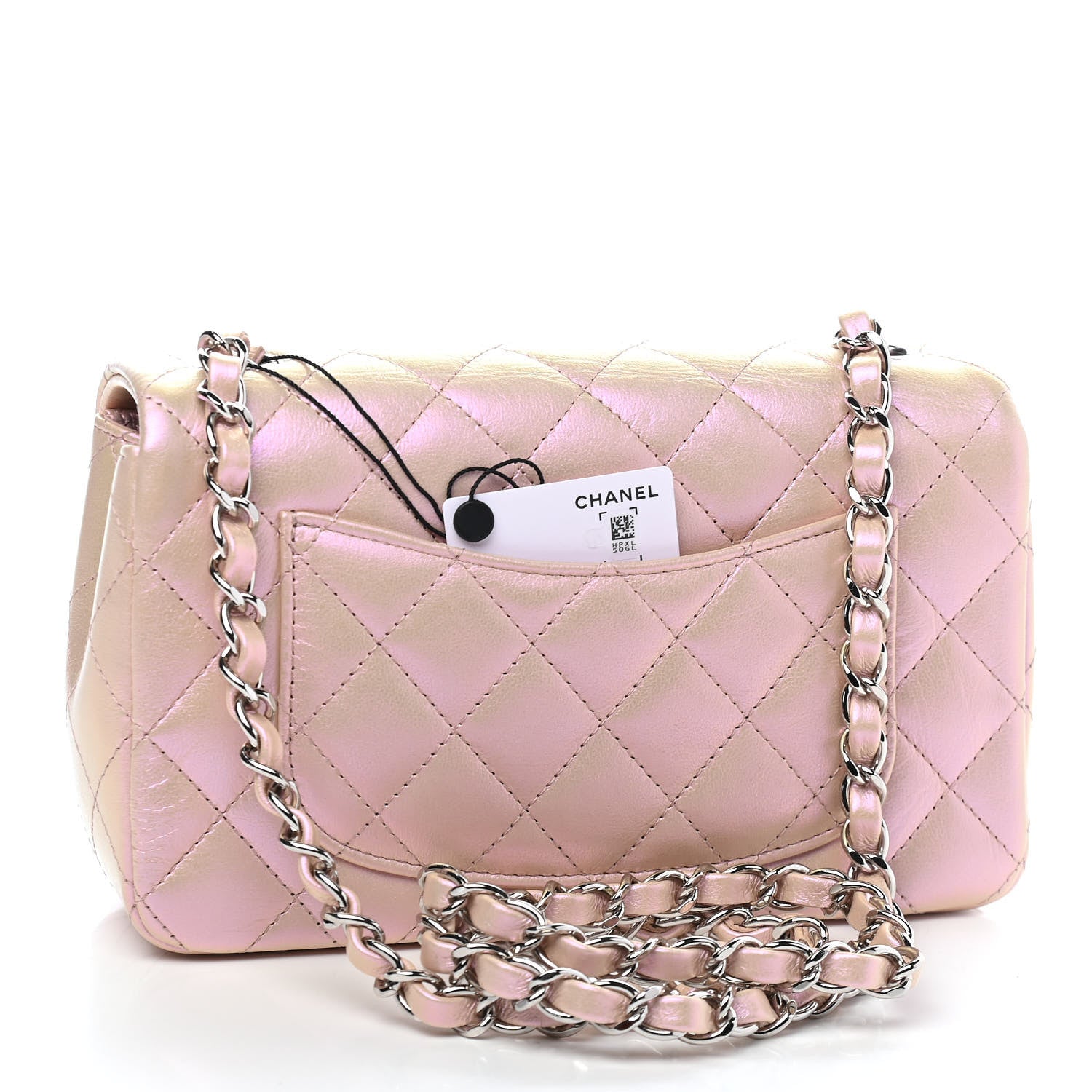 Chanel Iridescent Calfskin Quilted Mini Rectangular Flap Pink 3 of 9
