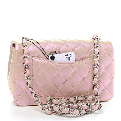 Chanel Iridescent Calfskin Quilted Mini Rectangular Flap Pink 3 of 9