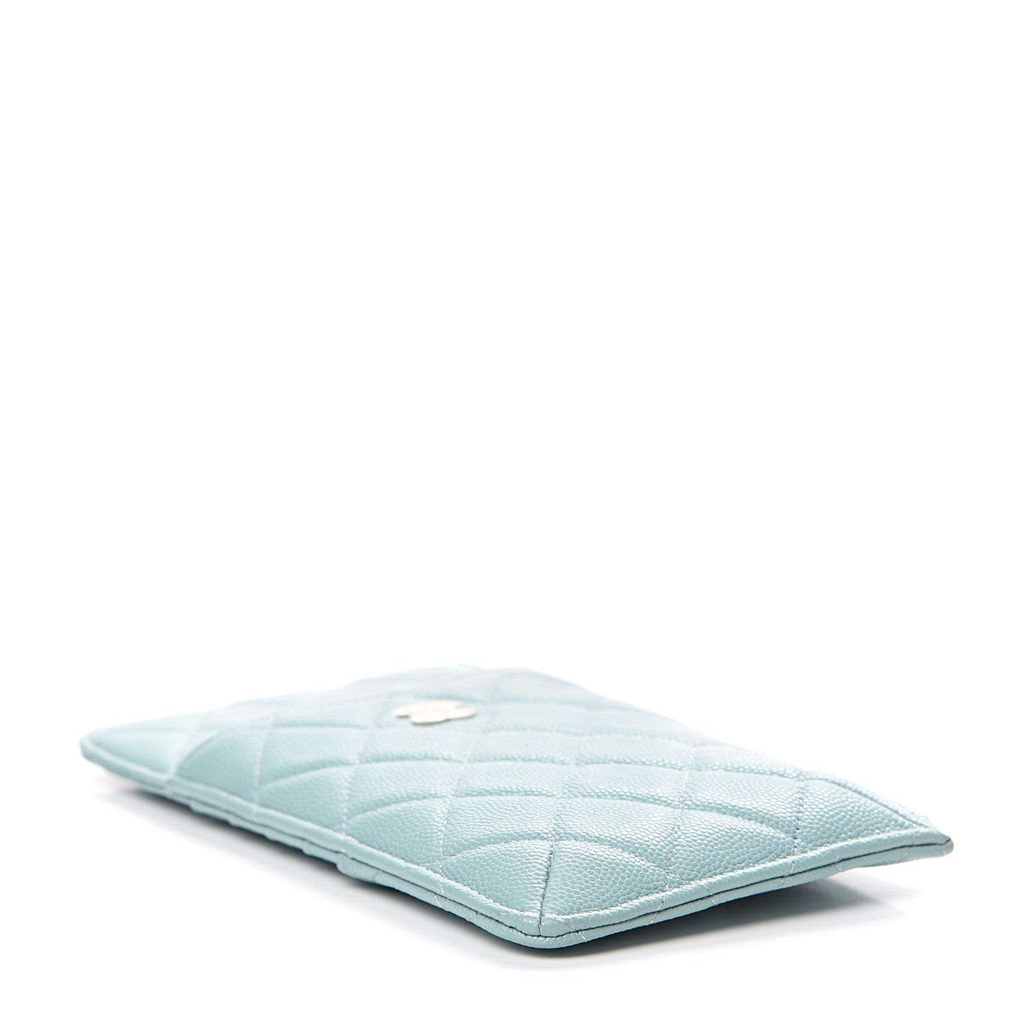 Chanel Caviar Quilted Classic Flat Wallet Pouch Light Blue 3 of 7