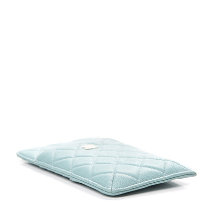 Chanel Caviar Quilted Classic Flat Wallet Pouch Light Blue 3 of 7