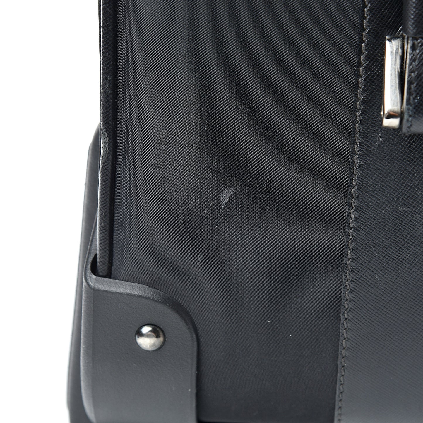 Tessuto Nylon Saffiano Trolley Luggage Black