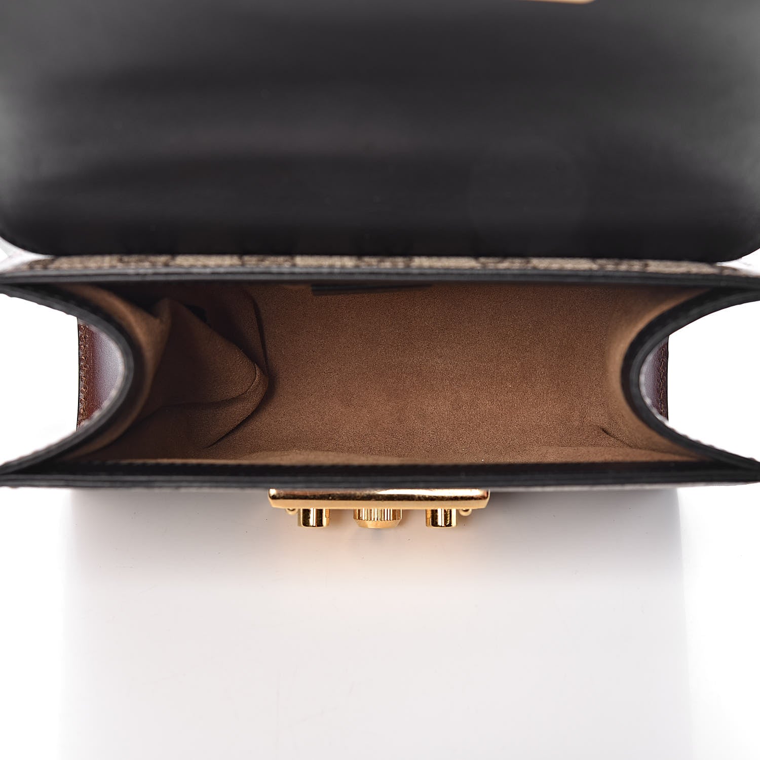 Gucci GG Supreme Monogram Calfskin Small Padlock Shoulder Bag Beige Black Cuir 5 of 11