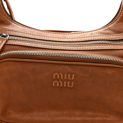 Miu Miu Nappa Large Multi Pocket Hobo Caramel 7 of 9