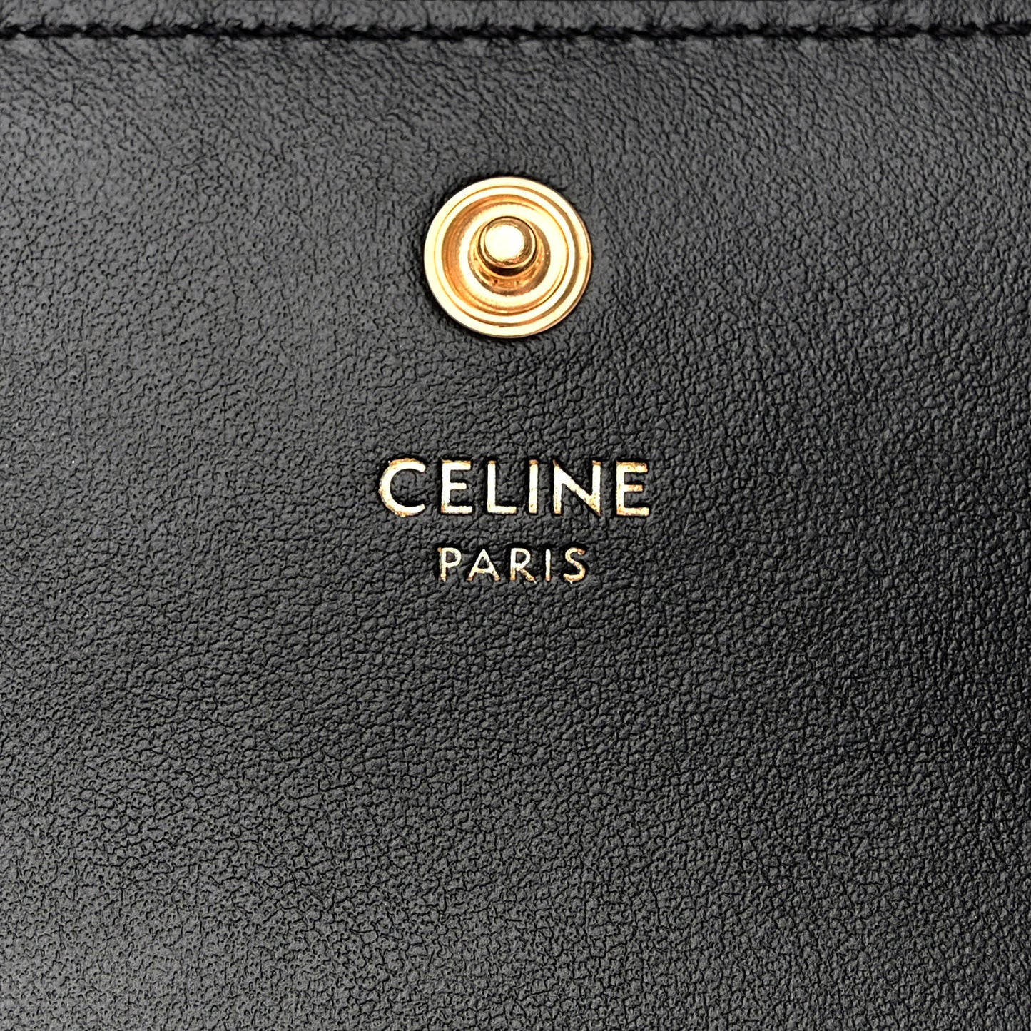 Shiny Calfskin Triomphe Compact Wallet Black