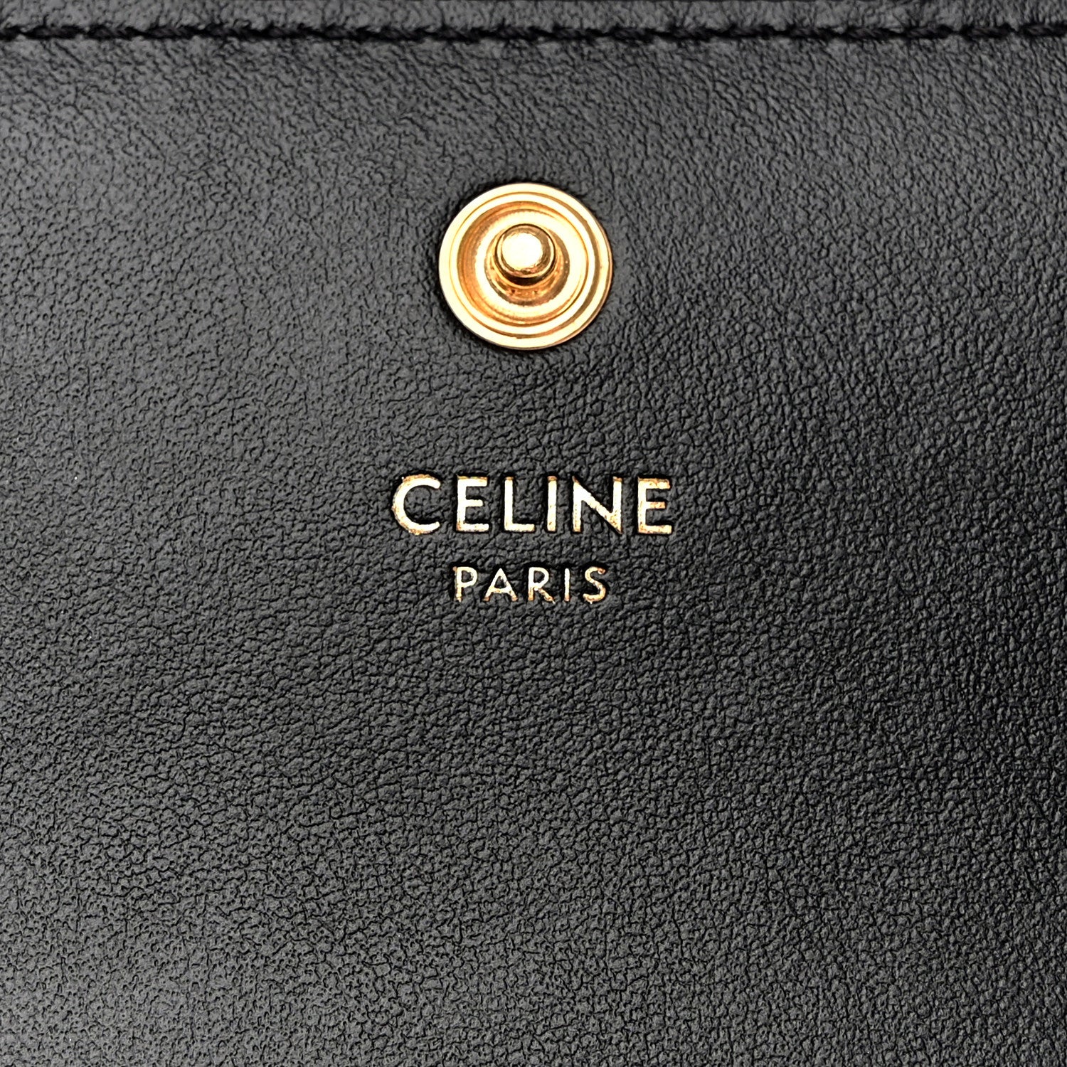 Celine Shiny Calfskin Triomphe Compact Wallet Black 6 of 8
