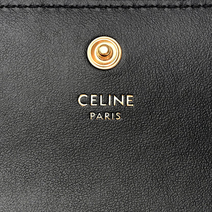 Celine Shiny Calfskin Triomphe Compact Wallet Black 6 of 8