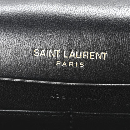 Saint Laurent Calfskin Matelasse Chevron Monogram Envelope Chain Wallet Black 6 of 10
