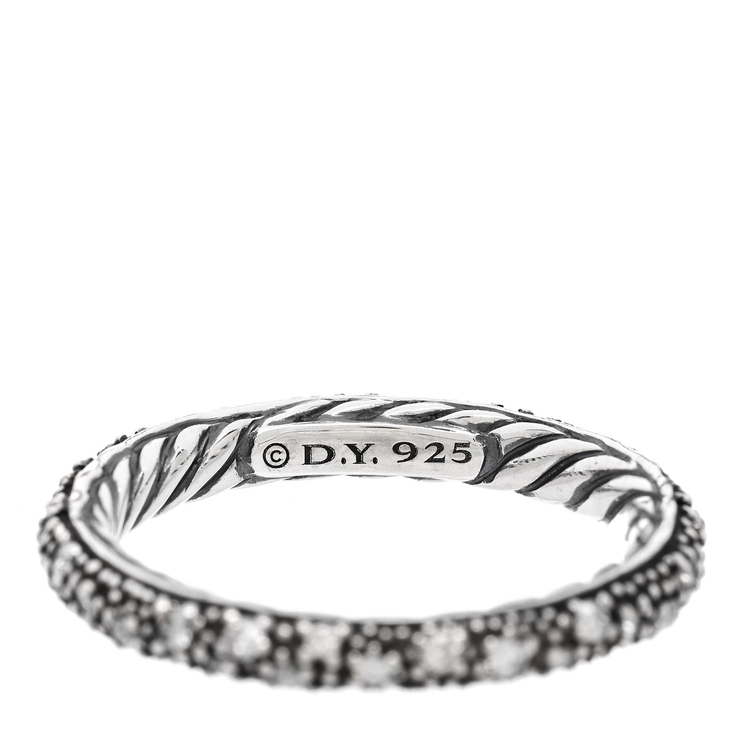 David Yurman Sterling Silver Diamond 3mm Midnight Melange Band Ring 54 6.75 4 of 5